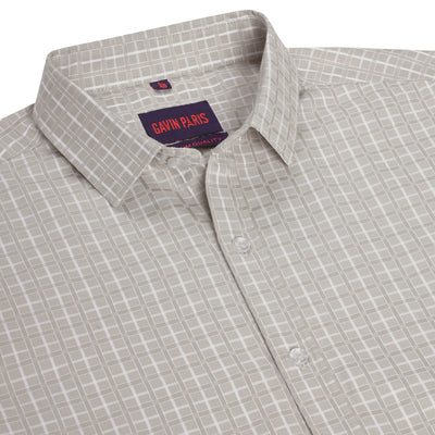 Windowpane Check Full Sleeve Shirt - Soft Beige (GP226)