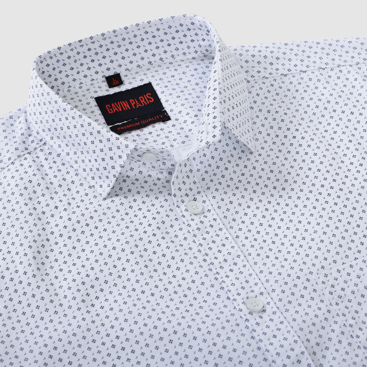 White Minimalist Design Men's Slim Fit Full Sleeve Shirt With Pocket (GP302)