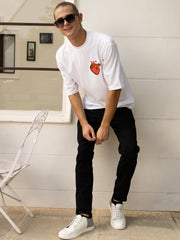 Red Heart White Oversized Unisex Tee By Gavin Paris