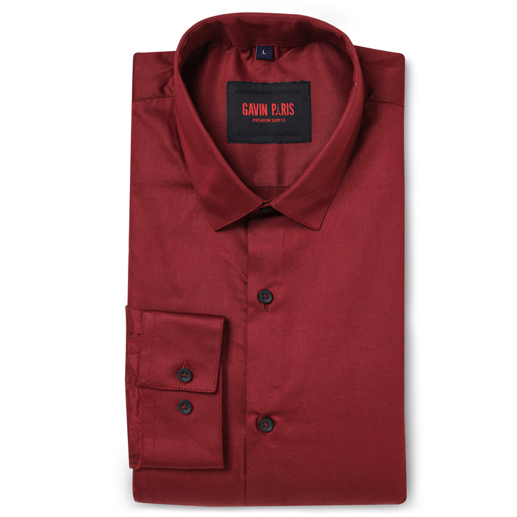 Red Solid Full Sleeve Shirt (D005)