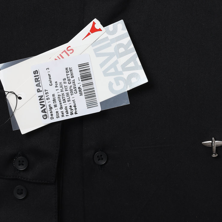 Black Solid Full Sleeve Shirt (D003)