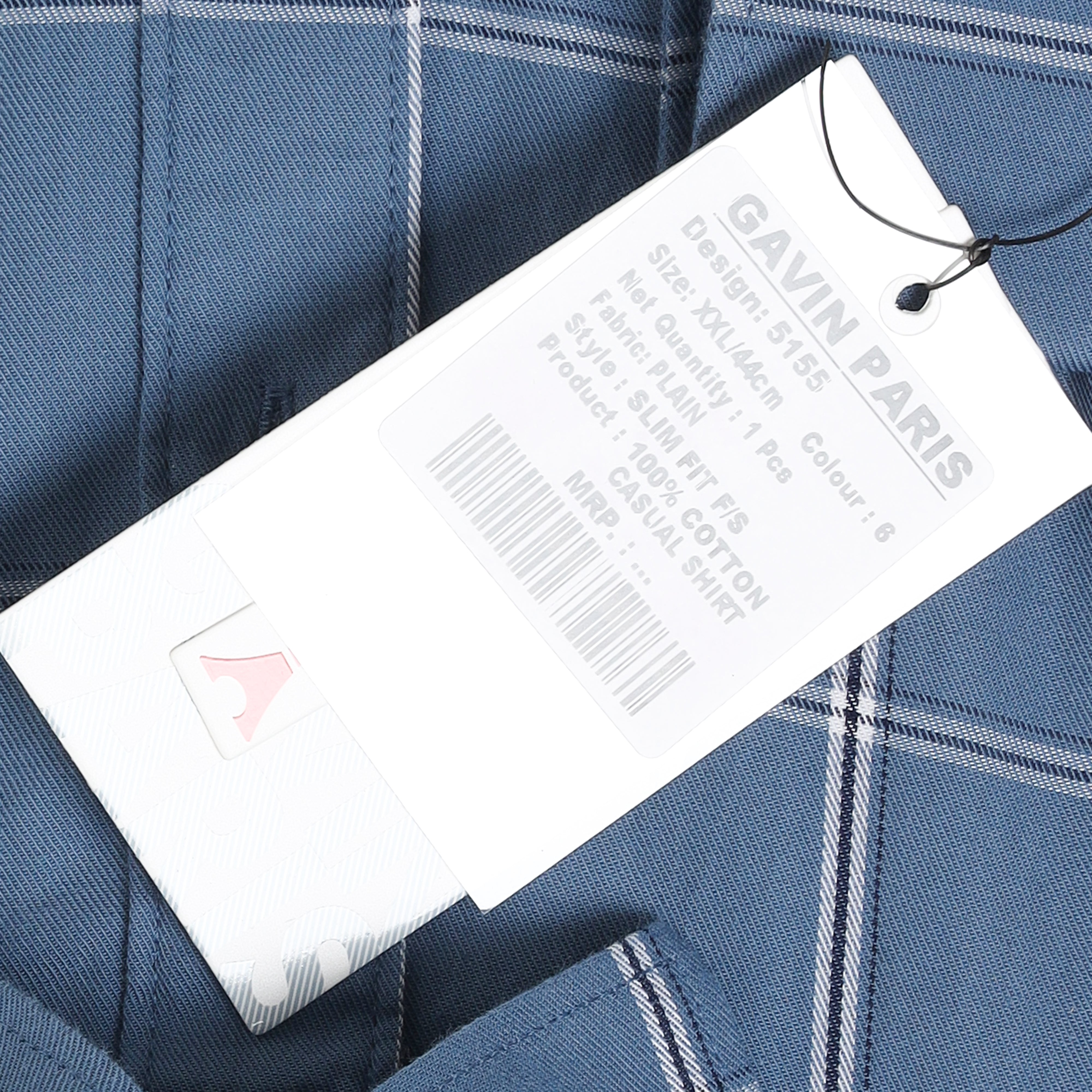 MEN FRENCH BLUE WHITE CHECKED FLANNEL SHIRT (D009)