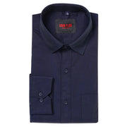 Navy Blue Solid Slim Fit Full-Sleeve Shirt With Pocket (D002)