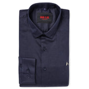 NAVY BLUE SATIN COTTON SHIRT WITH POCKET (D001)