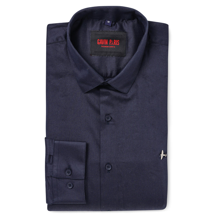 Navy Full-Sleeve Slim Fit Shirt (D001)