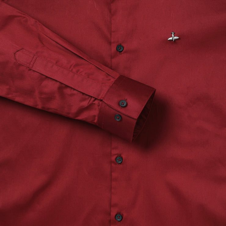 BURGUNDY SATIN COTTON SHIRT (D005)