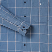 FRENCH BLUE WHITE CHECKED FLANNEL SHIRT (D009)