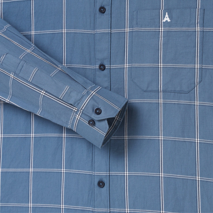 White & Blue Check Full Sleeve Shirt With Pocket (D009)