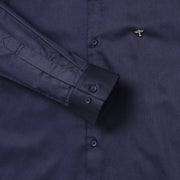 NAVY BLUE SATIN COTTON SHIRT WITH POCKET (D001)