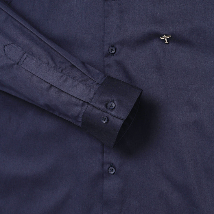 Navy Full-Sleeve Slim Fit Shirt (D001)
