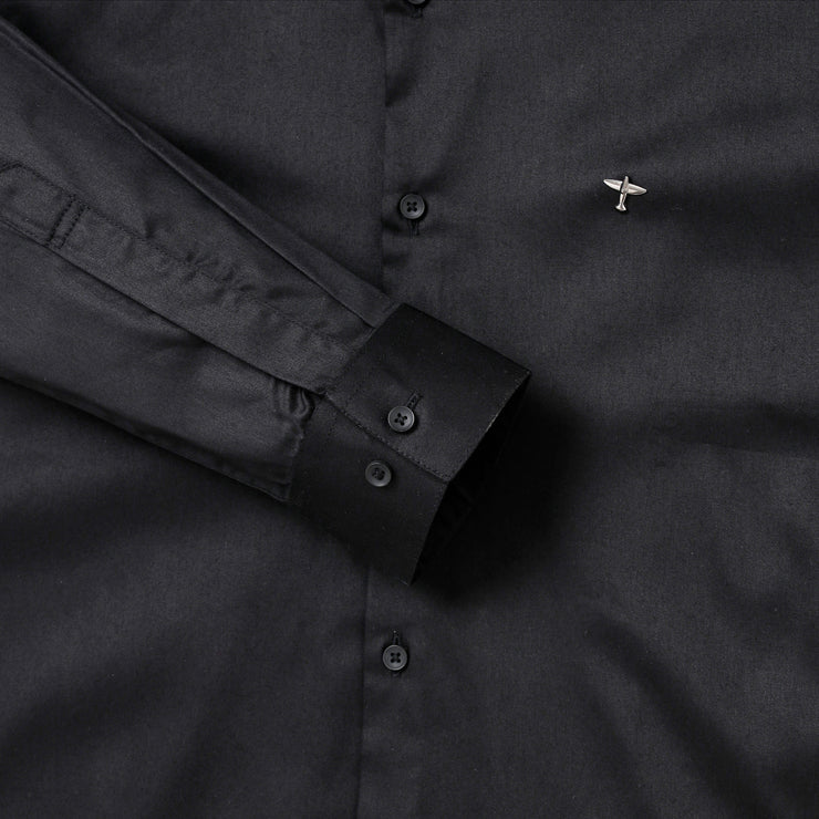 Black Solid Full Sleeve Shirt (D003)