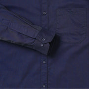 Navy Blue Solid Slim Fit Full-Sleeve Shirt With Pocket (D002)