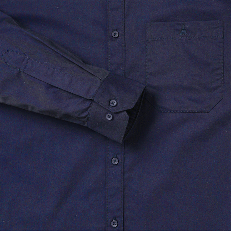 Navy Blue Solid Slim Fit Full-Sleeve Shirt With Pocket (D002)