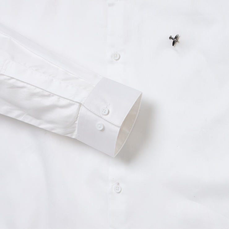 WHITE SATIN COTTON SHIRT (D011)