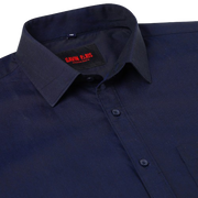 Navy Blue Solid Slim Fit Full-Sleeve Shirt With Pocket (D002)