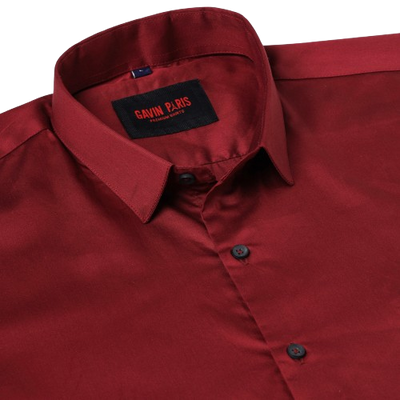 Red Solid Full Sleeve Slim Fit Shirt (D005)