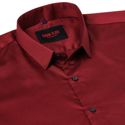 BURGUNDY SATIN COTTON SHIRT (D005)