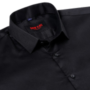 Black Solid Slim Fit Full Sleeve Shirt (D003)