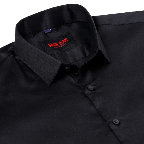 Black Solid Slim Fit Full Sleeve Shirt (D003)