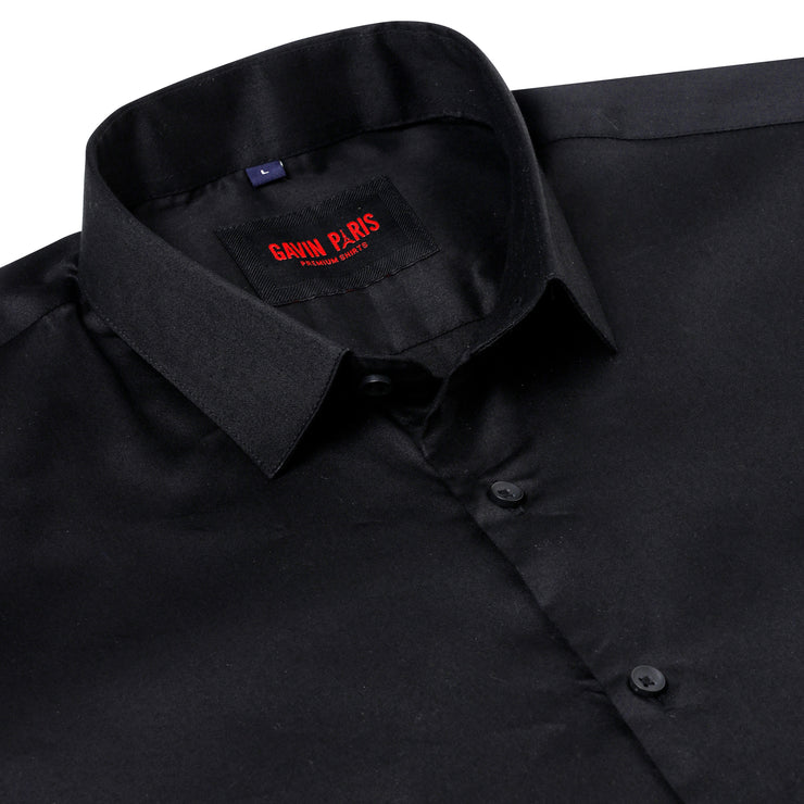 BLACK SATIN COTTON SHIRT (D003)