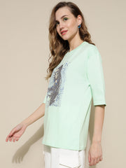 Seretic Sea Green Oversized Unisex T-shirt