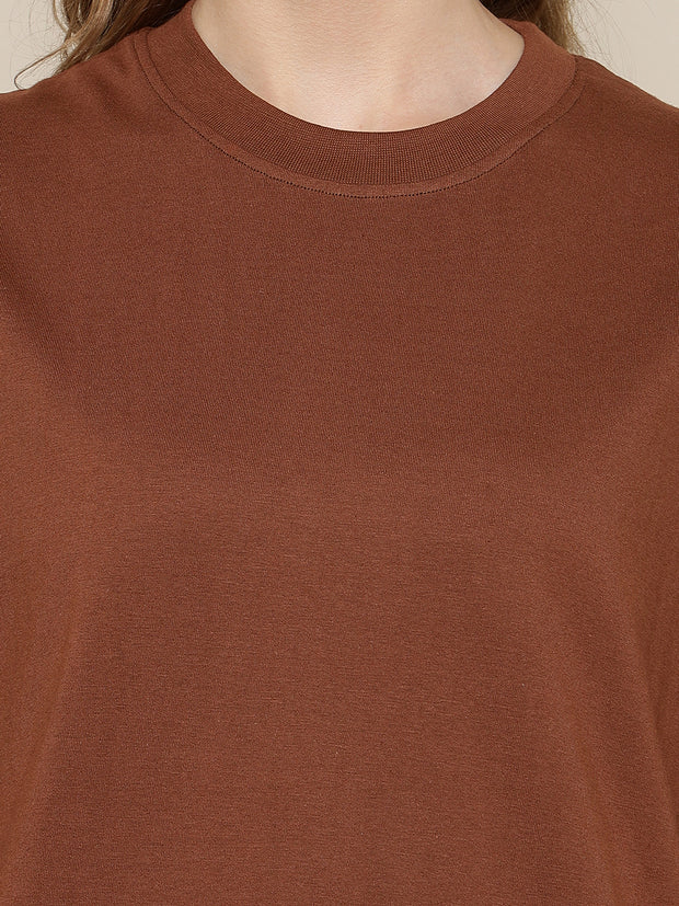 Brown Plain Oversized Unisex T-shirt