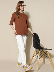 Brown Plain Oversized Unisex T-shirt