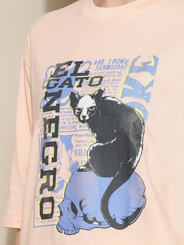 EL Gato Peach Oversized Unisex T-shirt