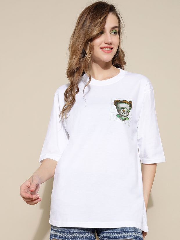 Bear White Oversized Unisex T-shirt