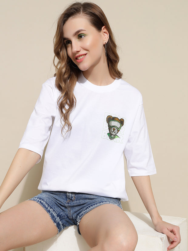 Bear White Oversized Unisex T-shirt