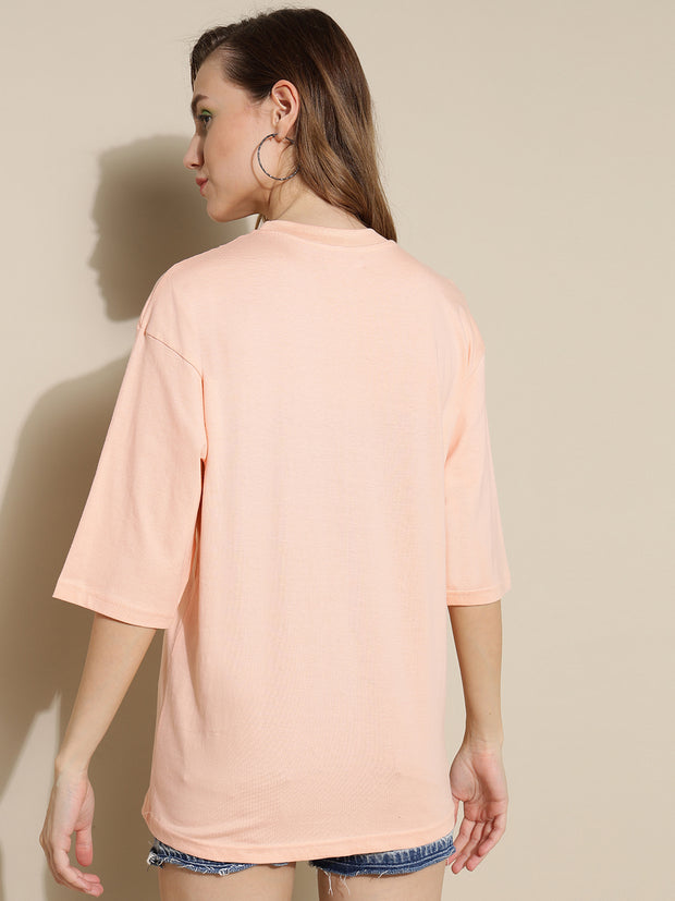 Peach Plain Oversized Unisex T-shirt