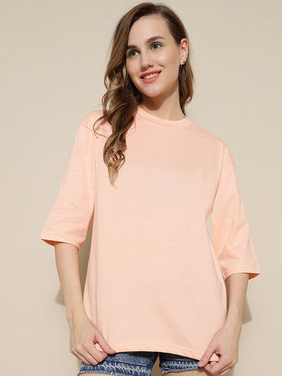 Peach Plain Oversized Unisex T-shirt