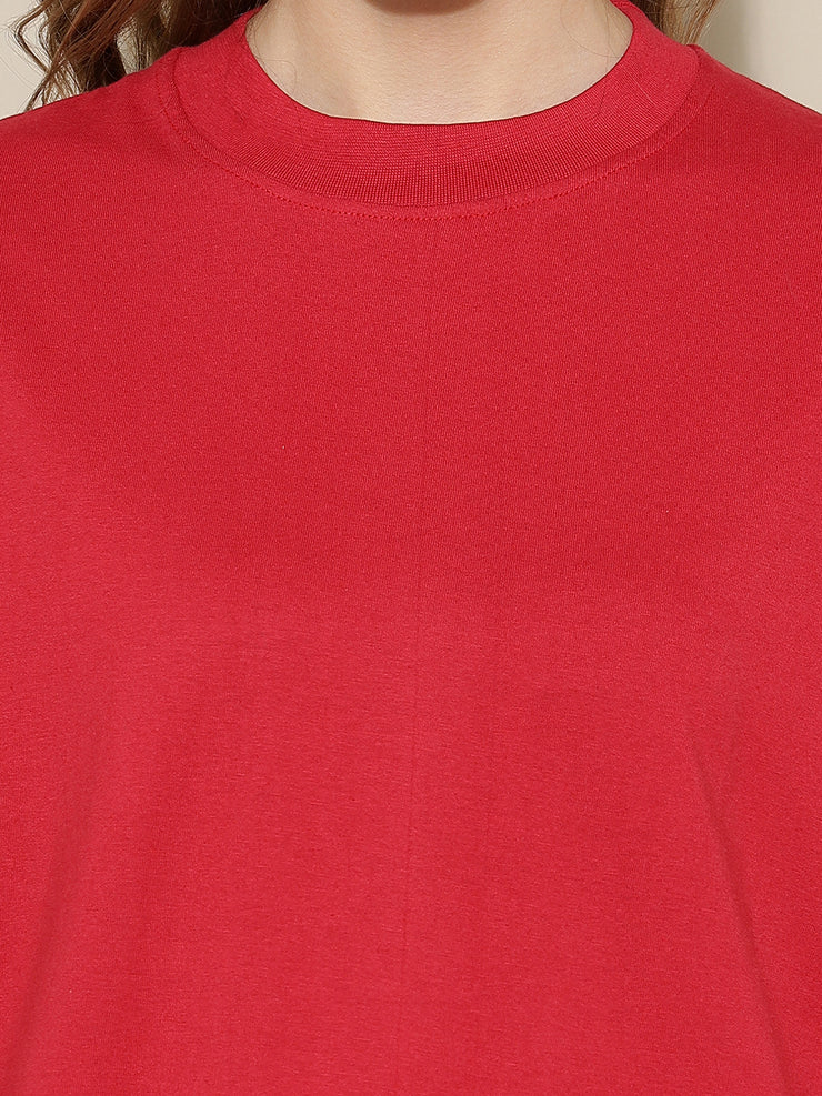 Red Plain Oversized Unisex T-shirt