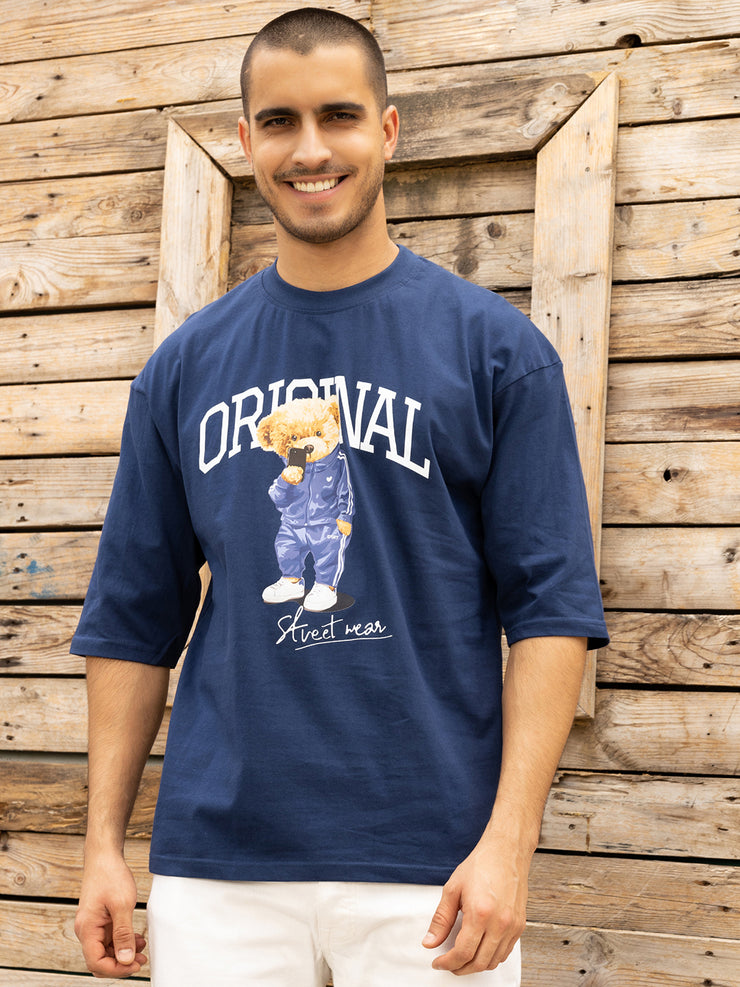 Original Blue Oversized Drop shoulder Tee by Gavin Paris