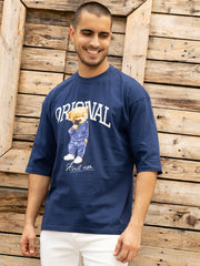 Original Blue Oversized Drop shoulder Tee by Gavin Paris