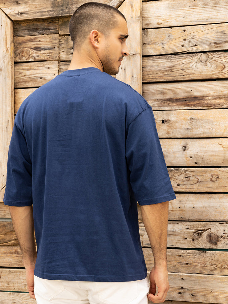 Original Blue Oversized Drop shoulder Tee by Gavin Paris