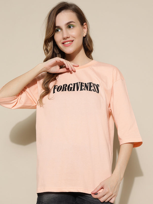 Forgiveness Peach Oversized Both Side Printed Unisex T-shirt