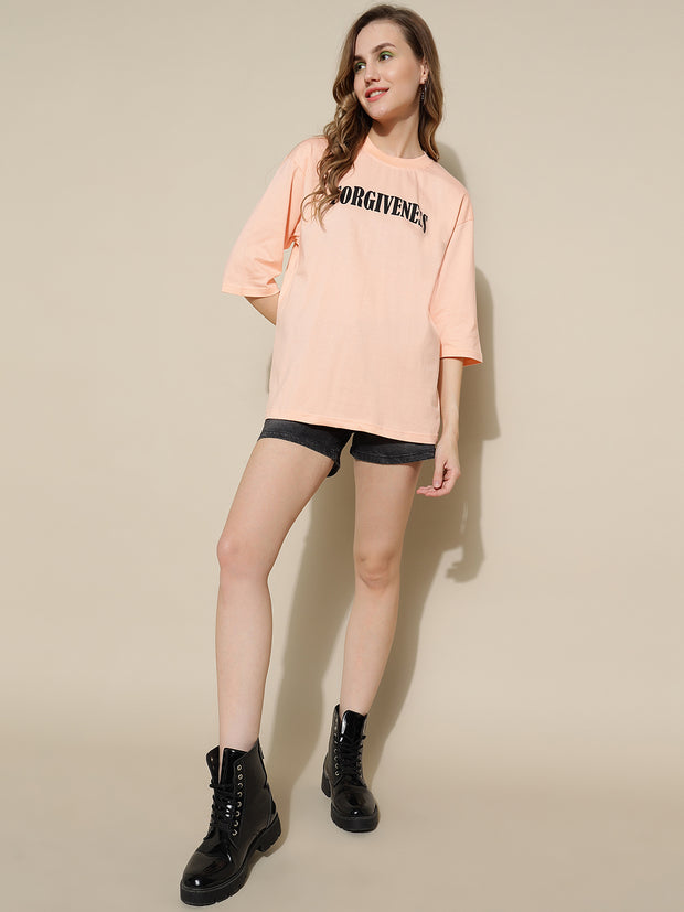 Forgiveness Peach Oversized Both Side Printed Unisex T-shirt