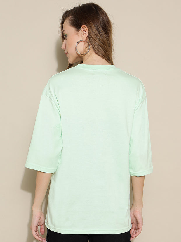 Sea Green Plain Oversized Unisex T-shirt