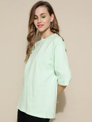 Sea Green Plain Oversized Unisex T-shirt