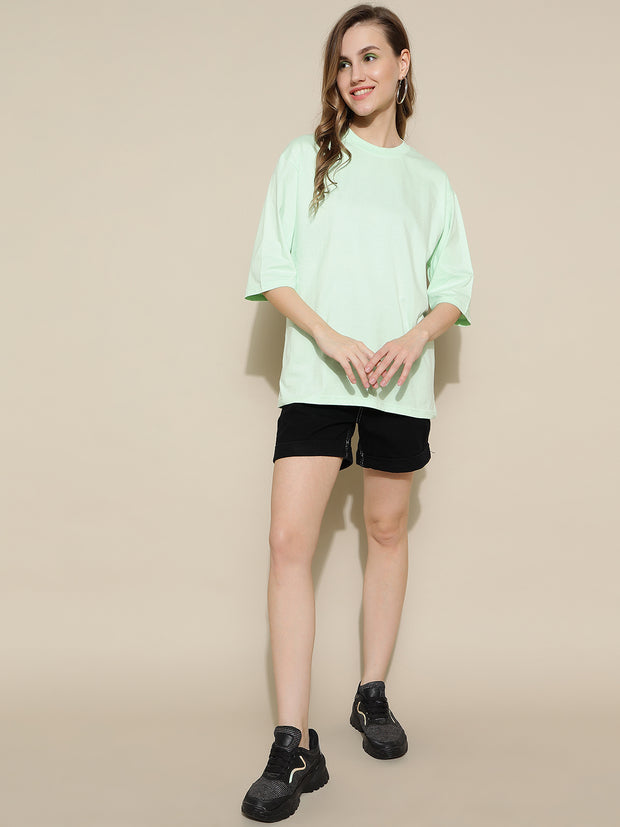 Sea Green Plain Oversized Unisex T-shirt