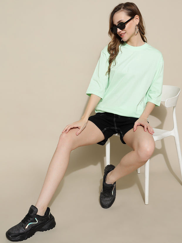 Sea Green Plain Oversized Unisex T-shirt