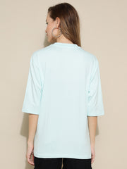 Aqua Blue Plain Oversized Unisex T-shirt