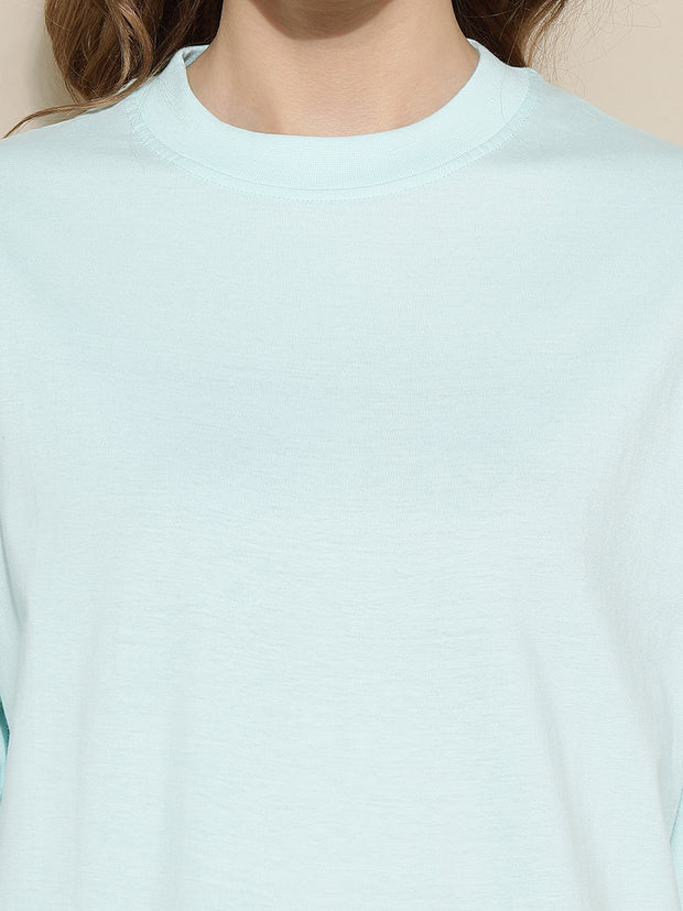 Aqua Blue Plain Oversized Unisex T-shirt