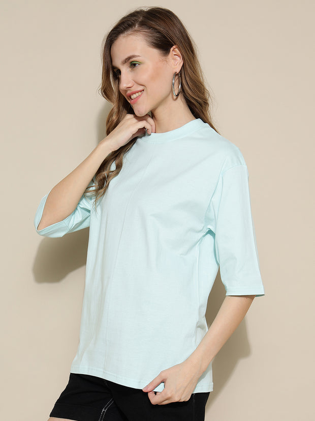 Aqua Blue Plain Oversized Unisex T-shirt