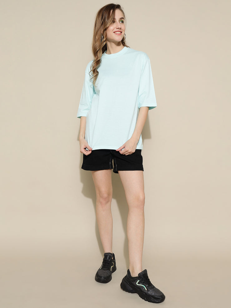 Aqua Blue Plain Oversized Unisex T-shirt