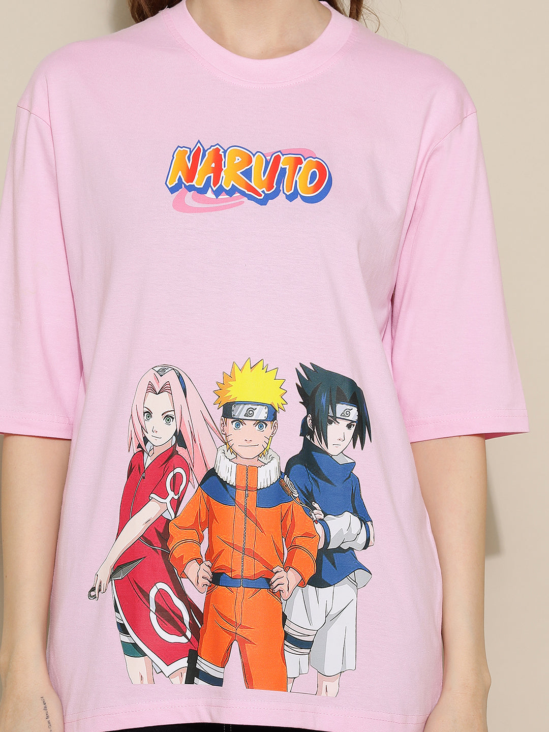 Naruto Pink Oversized Tee for Women