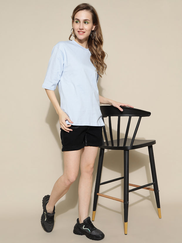 Sky Blue Plain Oversized Unisex T-shirt