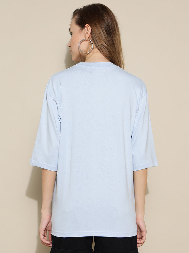 Sky Blue Plain Oversized Unisex T-shirt