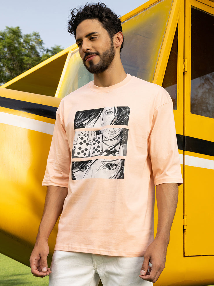 Anime Cards Peach Oversized Tee by Gavin Paris